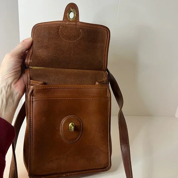 Vintage Coach Murphy Turnlock Leather Crossbody Bag British Tan Leather - Picture 3 of 12